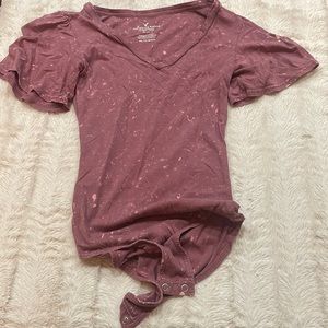 Pink American Eagle Acid Wash Bodysuit XS